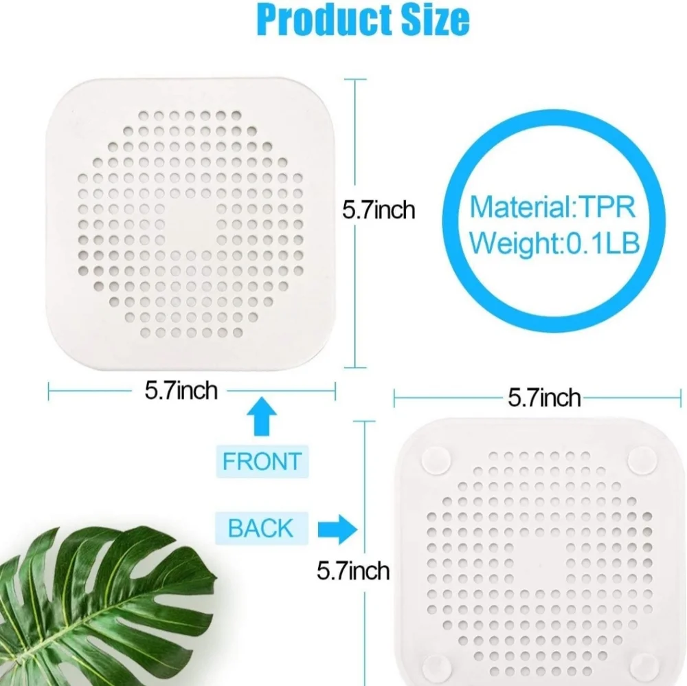2 PCS Shower Drain Cover,Square Silicone Anti-Clogging Filter Floor Sink Straine
